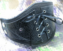 Women's Black Leather Corset Wrist Wallet Cuff For Cards with Secret Pocket - MADE to ORDER