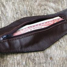 Womens Mahogany Leather Corset Wrist Wallet Cuff with Secret Pocket - Steampunk Gears