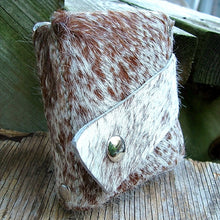 Brown & White Unisex Brindled Hair On Cow Hide Leather Snap Wallet - OOAK