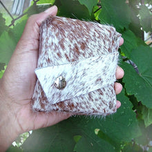 Brown & White Unisex Brindled Hair On Cow Hide Leather Snap Wallet - OOAK