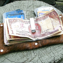 Brown Unisex Hair On Cow Hide Leather Snap Wallet - OOAK