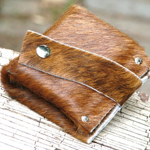 Brown Unisex Hair On Cow Hide Leather Snap Wallet - OOAK