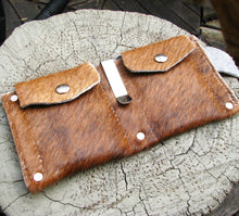 Brown Unisex Hair On Cow Hide Leather Snap Wallet - OOAK