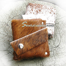 Brown Unisex Hair On Cow Hide Leather Snap Wallet - OOAK