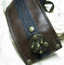 Womens Steampunk Brown Leather Wrist Wallet Cuff with Secret Pocket - Conceal Your Cash!