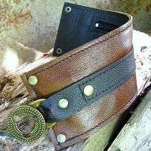 Womens Steampunk Brown Leather Wrist Wallet Cuff with Secret Pocket - Conceal Your Cash!