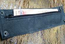 Unisex Blue Leather Wrist Wallet Cuff, Wristband Bracelet with Secret Pocket - Militant Band Leader