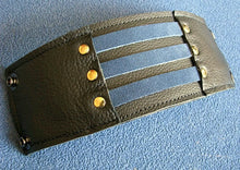 Unisex Blue Leather Wrist Wallet Cuff, Wristband Bracelet with Secret Pocket - Militant Band Leader