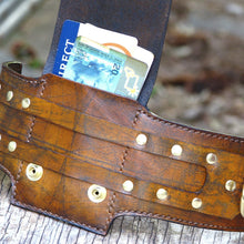 Brown Leather Wrist Wallet Cuff for Men, Women, Bikers Travelers with Secret Pocket