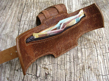 Rustic Brown Leather Wrist Wallet Cuff for bikers, travelers, Men & Women - MADE TO ORDER