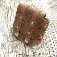 Rustic Brown Leather Wrist Wallet Cuff for bikers, travelers, Men & Women - MADE TO ORDER