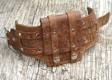Rustic Brown Leather Wrist Wallet Cuff for bikers, travelers, Men & Women - MADE TO ORDER
