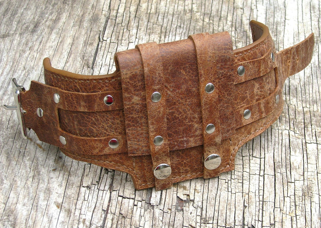 Rustic Brown Leather Wrist Wallet Cuff for bikers, travelers, Men & Women - MADE TO ORDER