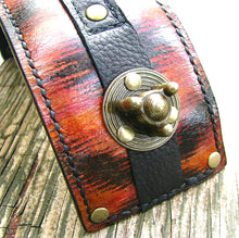 Steampunk Ikat Leather Wrist Wallet Bracelet Cuff for Men & Women that travel - Made to Order