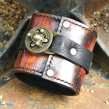 Steampunk Ikat Leather Wrist Wallet Bracelet Cuff for Men & Women that travel - Made to Order