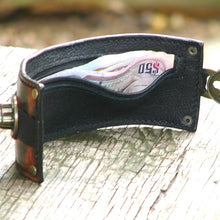Steampunk Ikat Leather Wrist Wallet Bracelet Cuff for Men & Women that travel - Made to Order