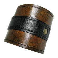 Steampunk Brown Leather Wrist Wallet Bracelet Cuff for Men & Women that travel - World Map Traveler