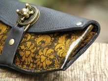 Women's Yellow Leather Wallet Purse - Baroque Steampunk with Antique Brass Hardware - Made To Order