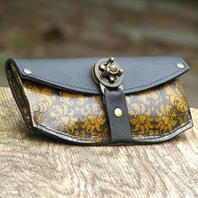 Women's Yellow Leather Wallet Purse - Baroque Steampunk with Antique Brass Hardware - Made To Order