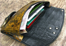 Women's Yellow Leather Wallet Purse - Baroque Steampunk with Antique Brass Hardware - Made To Order