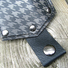 Men's Billfold Leather Wallet - Slim Jim Money Clip Wallet - Houndstooth Smoke Black