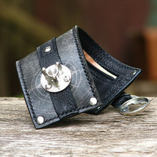 Steampunk Gray Leather Wrist Wallet Bracelet Cuff for Men & Women that travel - World Map Traveler