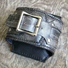 Black Leather Wrist Wallet Cuff for Men, Women, Bikers Travelers with Secret Pocket