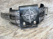 Black Leather Wrist Wallet Cuff for Men, Women, Bikers Travelers with Secret Pocket