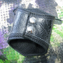 Women's Black Leather Corset Wrist Wallet Cuff For Cards with Secret Pocket - MADE to ORDER
