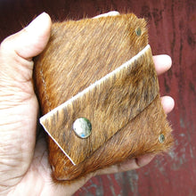 Brown Unisex Hair On Cow Hide Leather Snap Wallet - OOAK