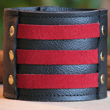 Unisex Red Leather Wrist Wallet Cuff, Wristband Bracelet with Secret Pocket - Militant Band Leader