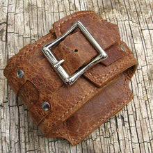Rustic Brown Leather Wrist Wallet Cuff for bikers, travelers, Men & Women - MADE TO ORDER