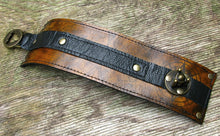 Steampunk Brown Leather Wrist Wallet Bracelet Cuff for Men & Women that travel - World Map Traveler