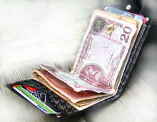 Men's Billfold Leather Wallet - Slim Jim Money Clip Wallet - Houndstooth Smoke Black