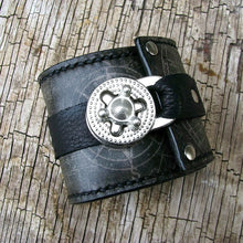 Steampunk Gray Leather Wrist Wallet Bracelet Cuff for Men & Women that travel - World Map Traveler