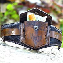 Brown Leather Wrist Purse with Secret Pocket - Worst Vegan Ever!