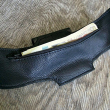 Black Leather Wrist Wallet Cuff for Men, Women, Bikers Travelers with Secret Pocket